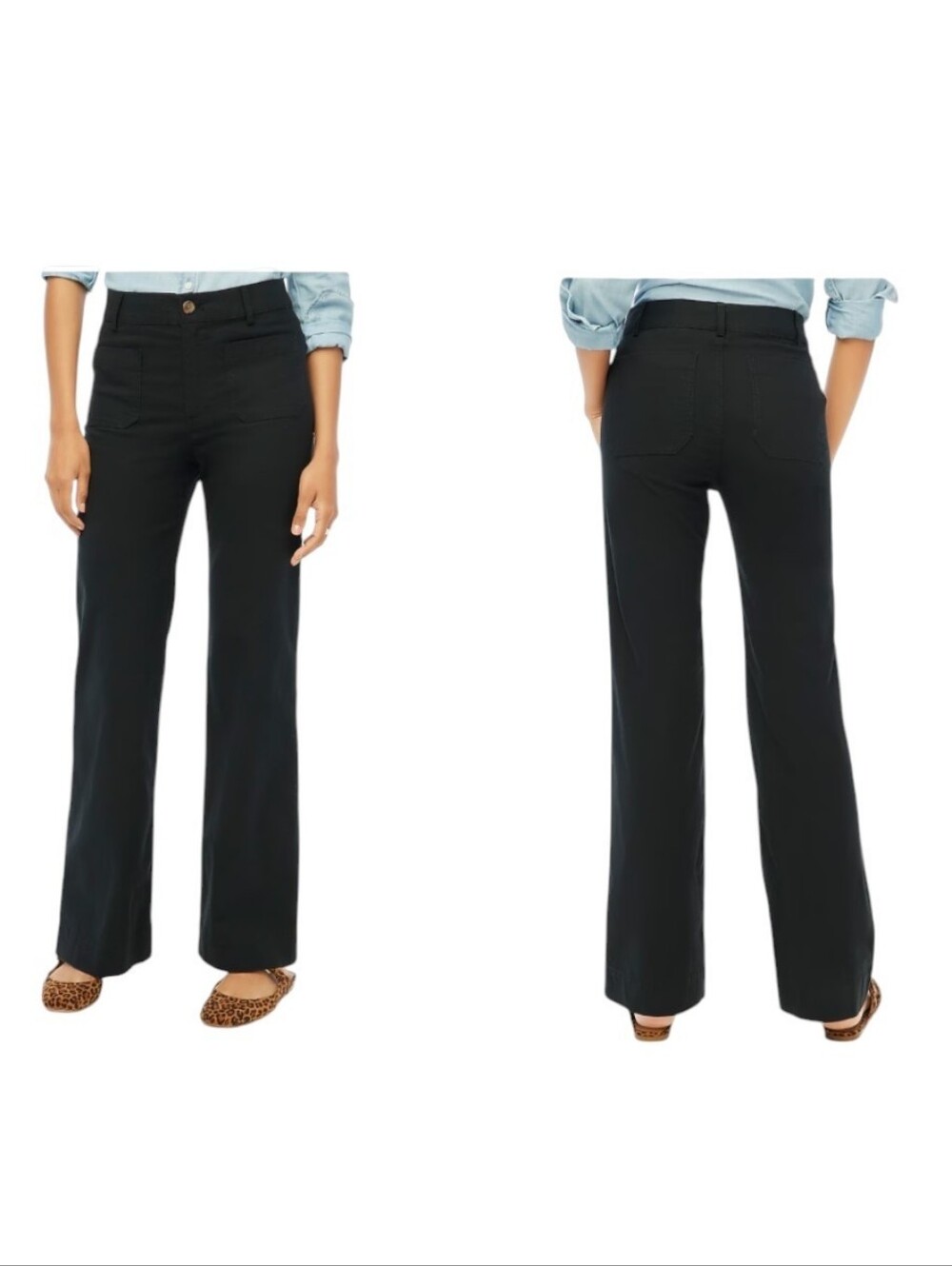 NWT J. Crew Tall Lizzie Wide-leg Pant Cotton Linen Pant Black Size 27